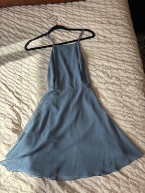 Lulu's Dusty Blue Halter Midi Dress